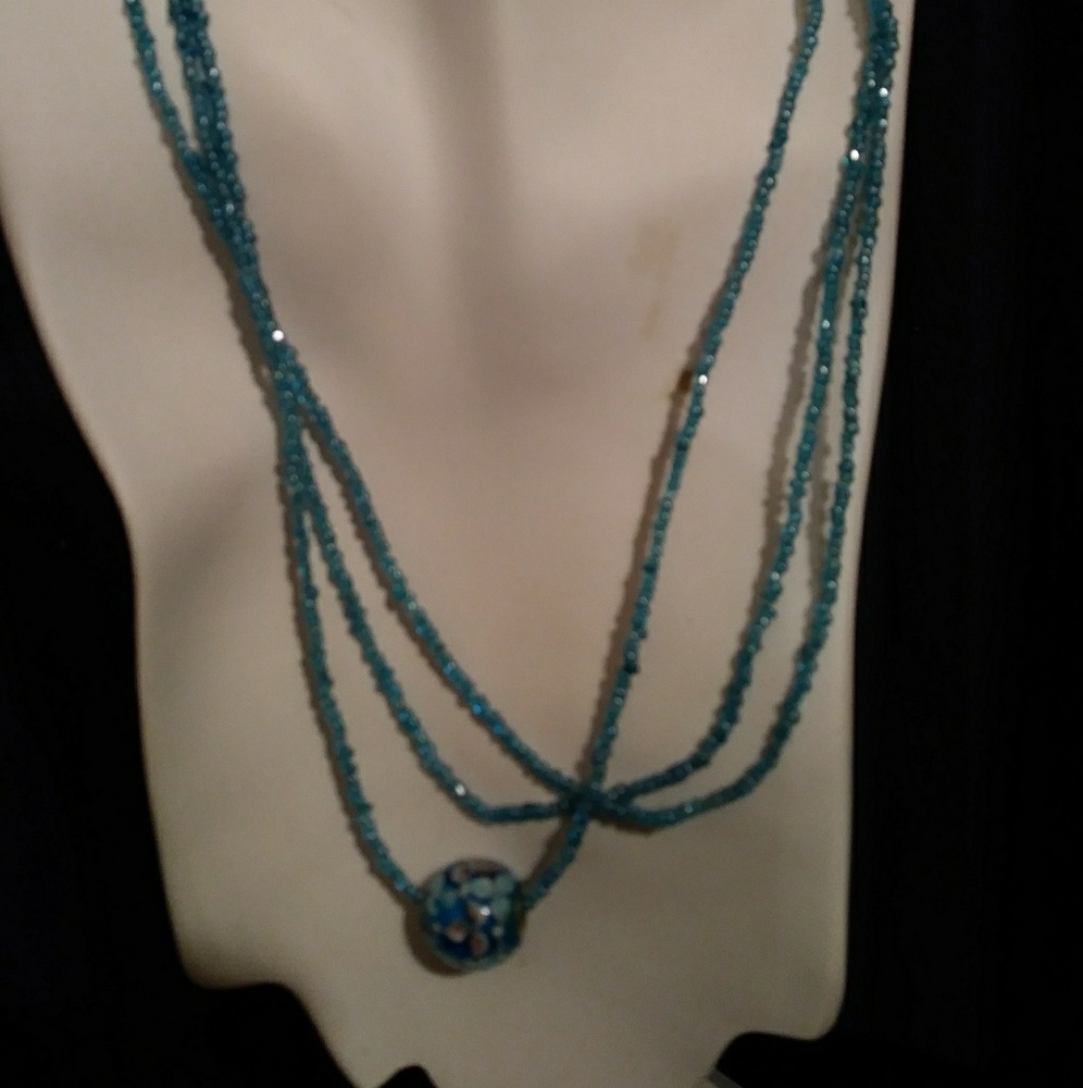Hand Crafted Necklace Gorgeous Aqua Blue
